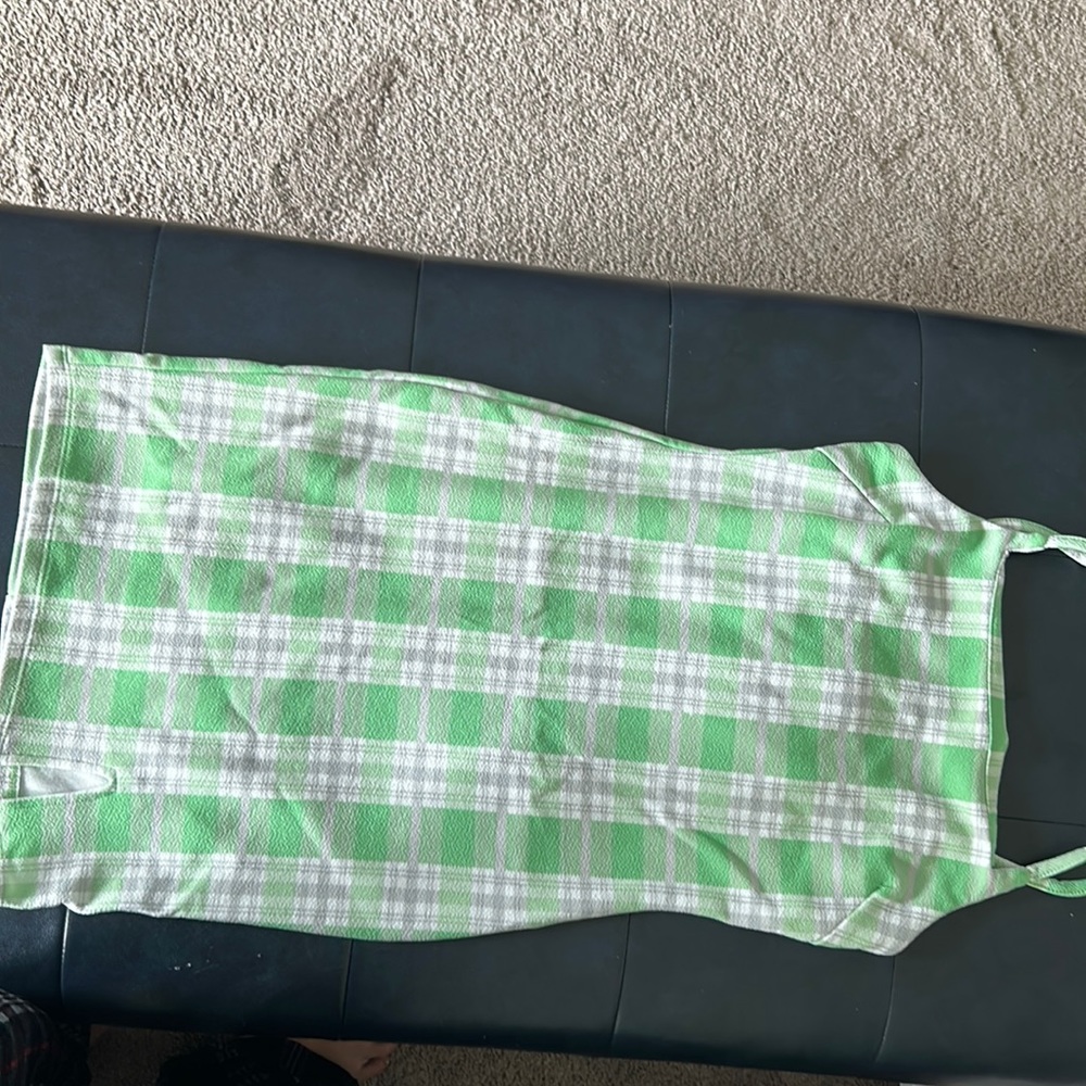 Green and whole dress.